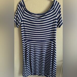 White House Black Market Blue and White Striped Dress